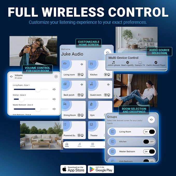 Juke-8: 8 Zone Multi-Room Amplifier | Built-in Music Streaming & Wireless App - Image 4