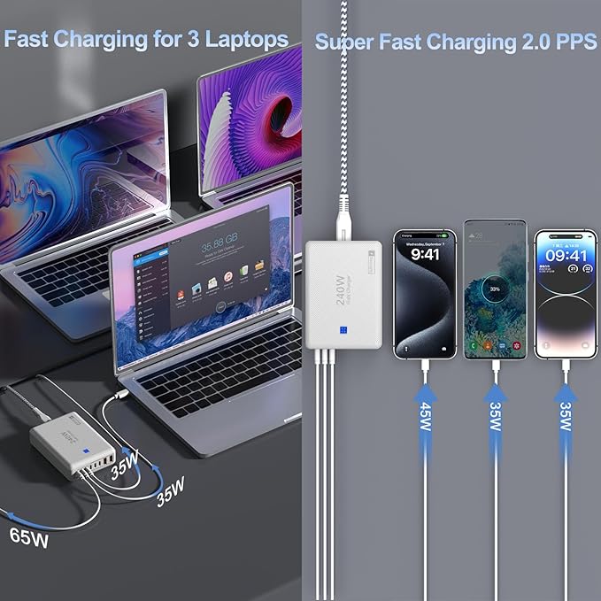 240W Fast Charging Blocks, 8-Port Charging Station - Image 7