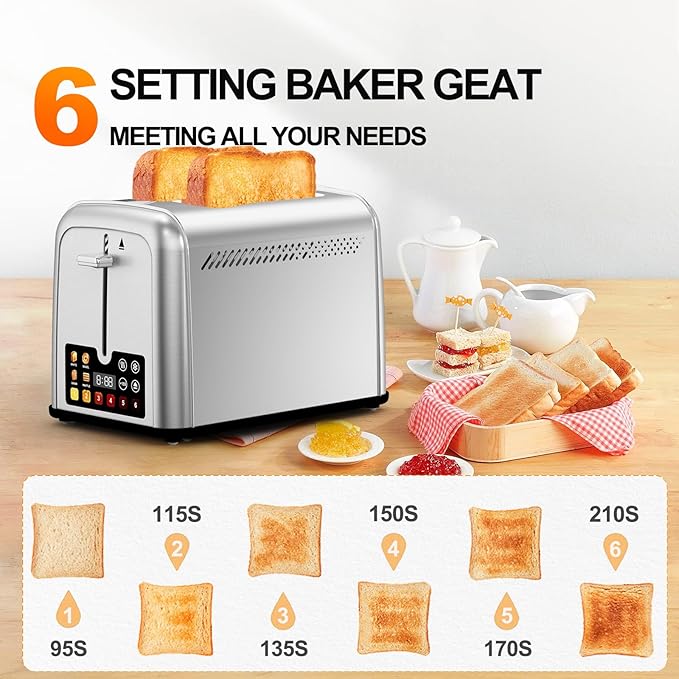 Touch Screen Toaster 2 Slice Retro Stainless Steel, Best Prime 2 Slice Toaster - Image 6