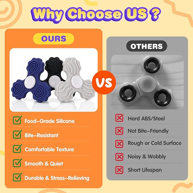 3 PCS Silicone Fidget Spinners, Sensory Toys - Image 4