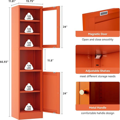 2-Door Metal Storage Cabinet, Tall Slim Pantry Organizer - Image 3