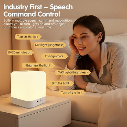 LIPKAHH Touch Lamp for Nightstand, Speech Control Bedside Lamp Touch Control - Image 3