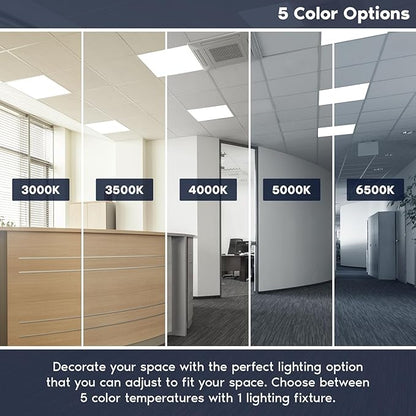 LUXRITE 2x2 FT LED Flat Panel Light, 5CCT Color Selectable 3000K 3500K 4000K - Image 2