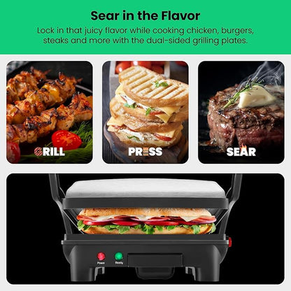 Chefman Panini Press Grill and Gourmet Sandwich Maker Non-Stick Coated Plates - Image 4