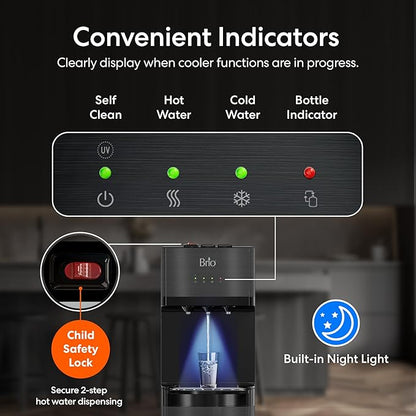Brio Self Cleaning Bottom Loading Water Cooler Water Dispenser – Black - Image 8