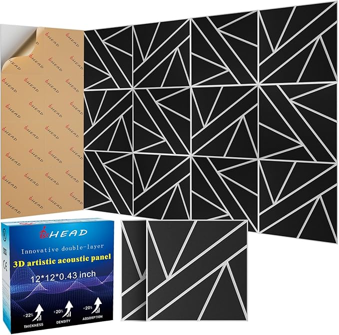 12 Pack 2-Layer Soundproof Wall Panels, 0.9lb/ft* High Density, Thicker 0.43 in by Staytunedforournewproduct