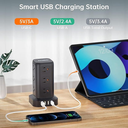 2 Pcs Power Strips with Surge Protection, 6.5 FT Extension Cord with Multiple - Image 2