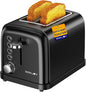 Black Toaster 2 Slice, Extra Wide Slot Toaster by RAMJOY