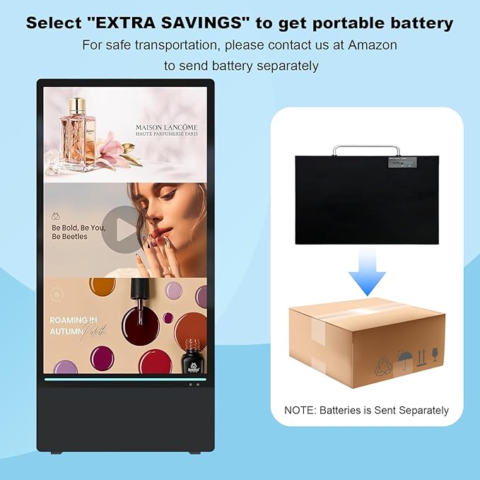 43 inch Rechargeable Portable Outdoor Digital Signage Displays, 2K FHD - Image 2
