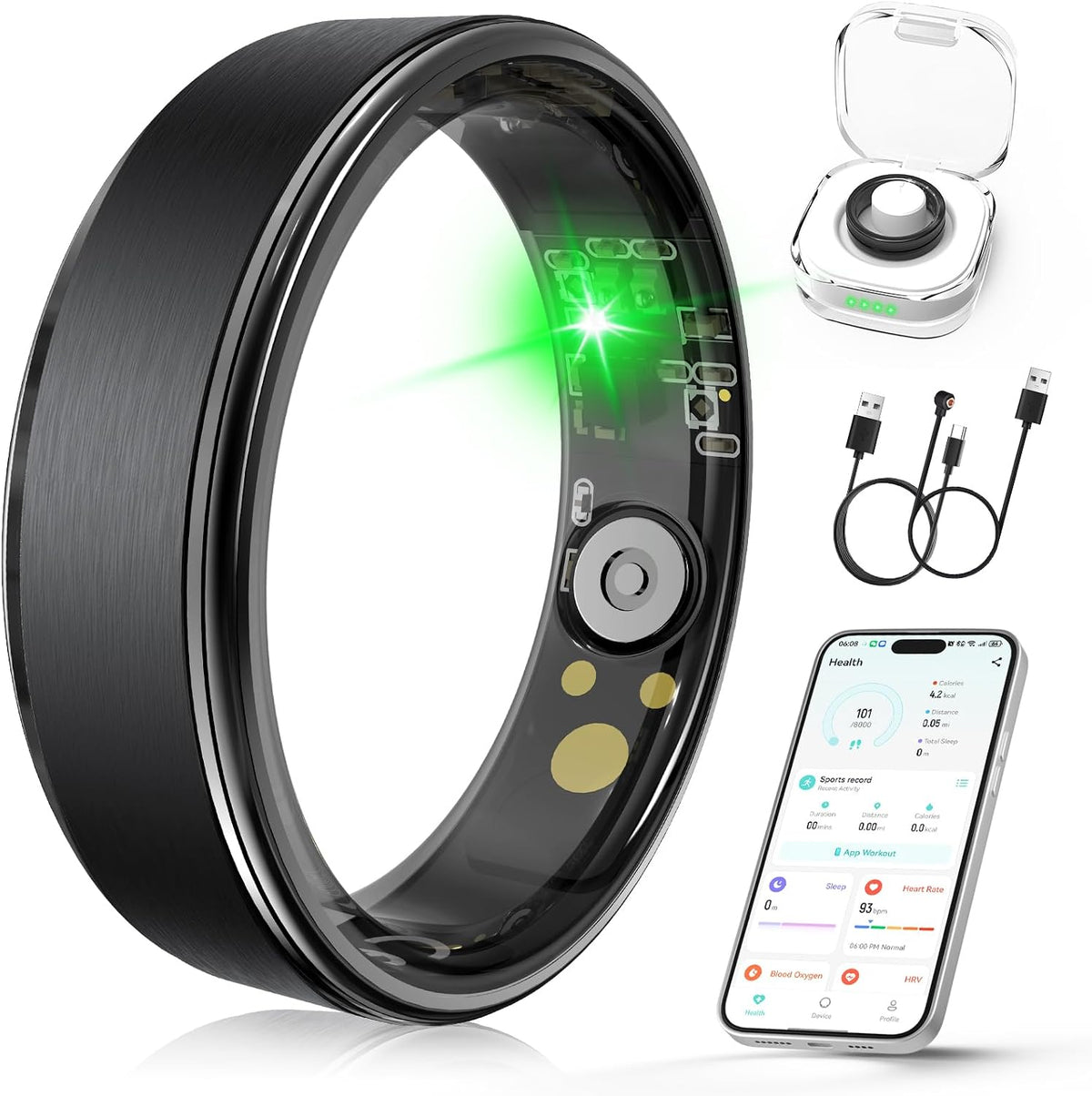 smart ring, fitness & health tracker/sleep/hrv/heart rate/spo2 (black,11#), main product view