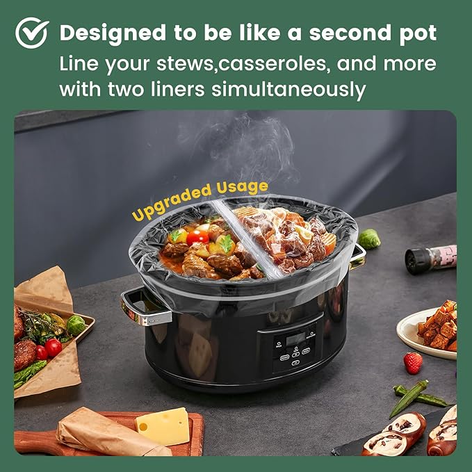 KOOC Slow Cooker Liners 11"x17" 20 count Middle Size Disposable Plastic Bags - Image 6