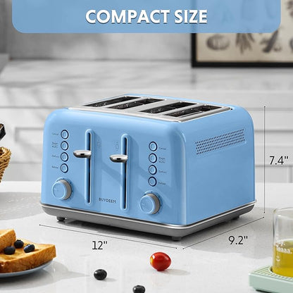 BUYDEEM DT640 4-Slice Toaster, Extra Wide Slots, Retro Stainless Steel - Image 5