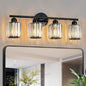 FDPBY Modern 4 Light Crystal Vanity Light, Plating Black Vertical Bathroom by FDPBY