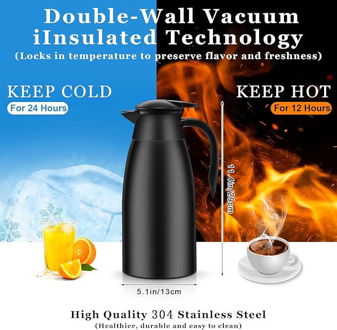 Norme 2 Pcs Thermal Coffee Carafe Insulated Stainless Steel Coffee Carafe - Image 2