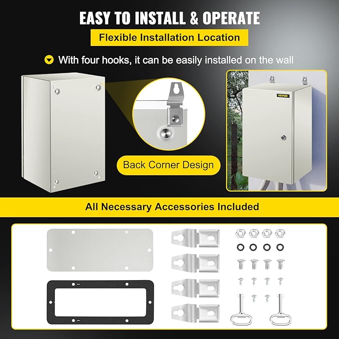 VEVOR NEMA Steel Enclosure, IP66 Waterproof & Dustproof, Outdoor/Indoor - Image 6