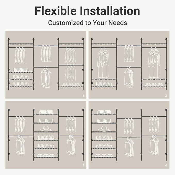 Timate F3 Plus Wall Mounted Clothes Rack Industrial Pipe Clothing Rack - Image 4