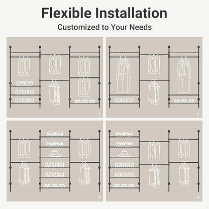 Timate F3 Plus Wall Mounted Clothes Rack Industrial Pipe Clothing Rack - Image 4