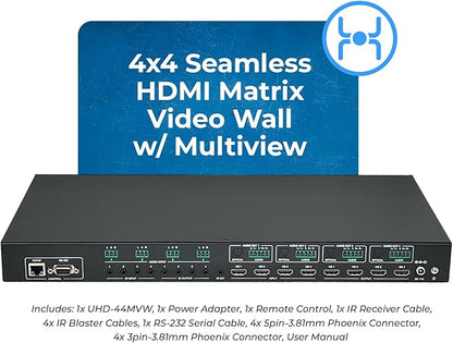 OREI 4K 4x4 HDMI Matrix Video Wall Controller Processor Multiviewer Display - Image 2