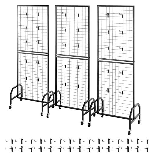 VEVOR 3 Packs Grid Wall Panels, 1.9 x 5.4 ft Wire Grid Panels Display Rack - Image 9