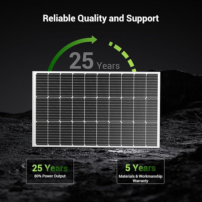 HQST Solar Panel 4pcs 100 Watt 12V Monocrystalline Solar Panel - Image 7