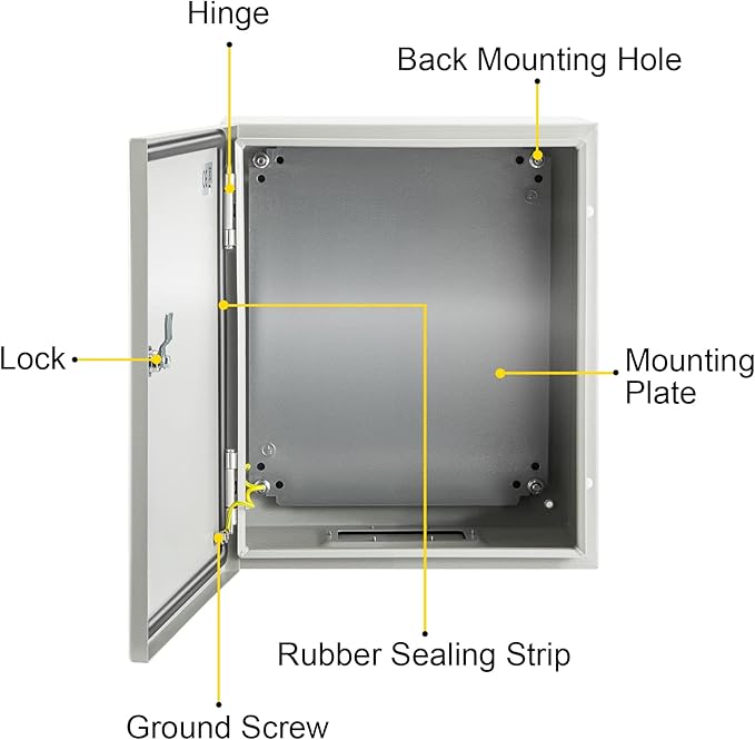VEVOR NEMA Steel Enclosure, IP66 Waterproof & Dustproof, Outdoor/Indoor - Image 9