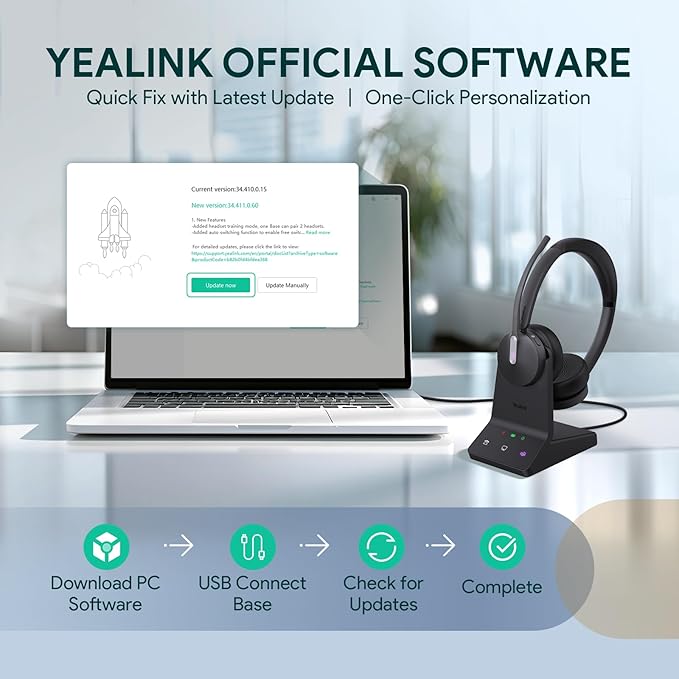Yealink WH64 DECT & Bluetooth Mono UC Wireless Headset, 606ft Long Range Work - Image 6