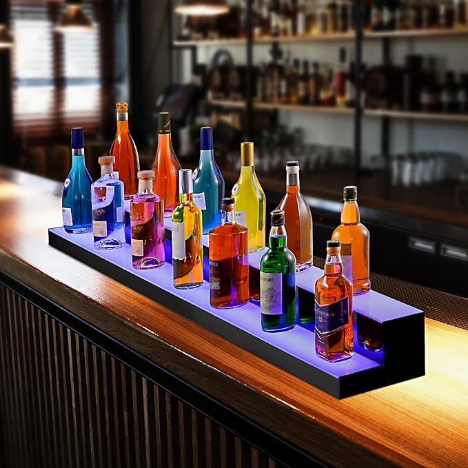VEVOR LED Lighted Liquor Bottle Display, 2 Tiers 72 Inch Commercial Illuminated - Image 2