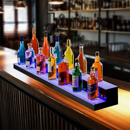 VEVOR LED Lighted Liquor Bottle Display, 2 Tiers 72 Inch Commercial Illuminated - Image 2