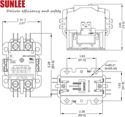 SunLee 2 Pole 40 Amp contactor 120v Coil UL 2 Pole Lighting Load 50 AMP - Image 4