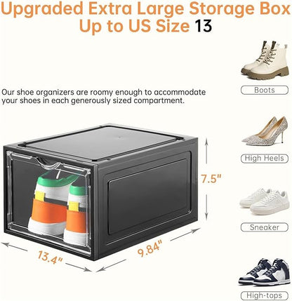 Clemate Upgraded X-Large Shoe Storage Box, 12 Pack, Shoe Box Clear Plastic - Image 4