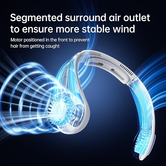 JISULIFE Portable Neck Fan Upgraded, Neckbrace Personal Hands Free, 5 Speed - Image 3
