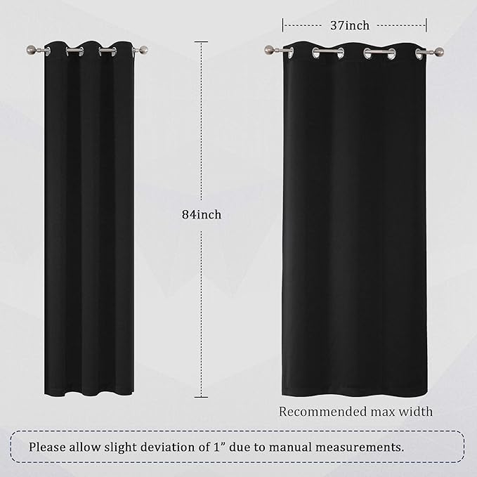 DUALIFE Black Blackout Curtain for Living Room 84 Inch Length Solid Energy - Image 6