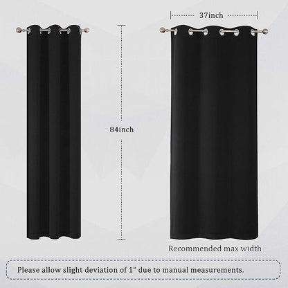 DUALIFE Black Blackout Curtain for Living Room 84 Inch Length Solid Energy - Image 6