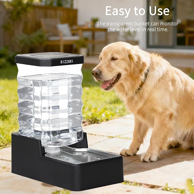 RIZZARI Stainless Steel Pet Water Feeder: 9L Large Gravity Waterer - Image 5