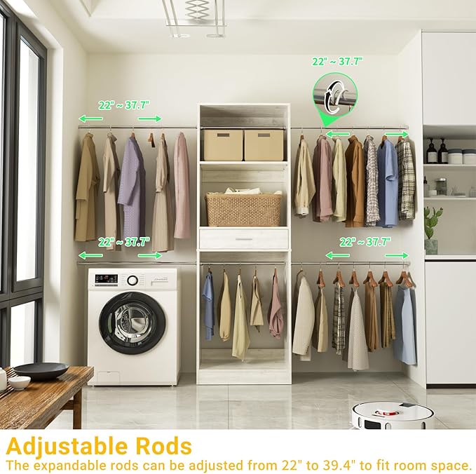 Unikito 96” Closet System, 8FT Walk in Closets Organizer Kit - Image 6