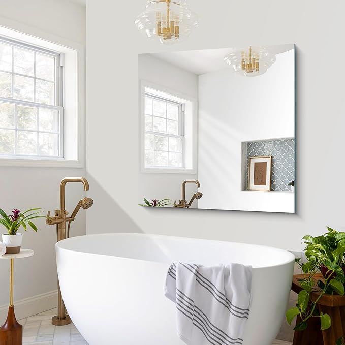 CILIBER Frameless Mirror, 42x42 inch Square Bathroom Mirrors - Image 3