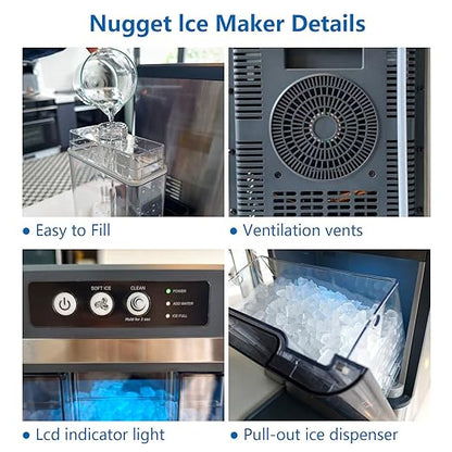 Nugget Ice Makers Countertop 42lbs/Day Large Capacity One-Click Operation - Image 4