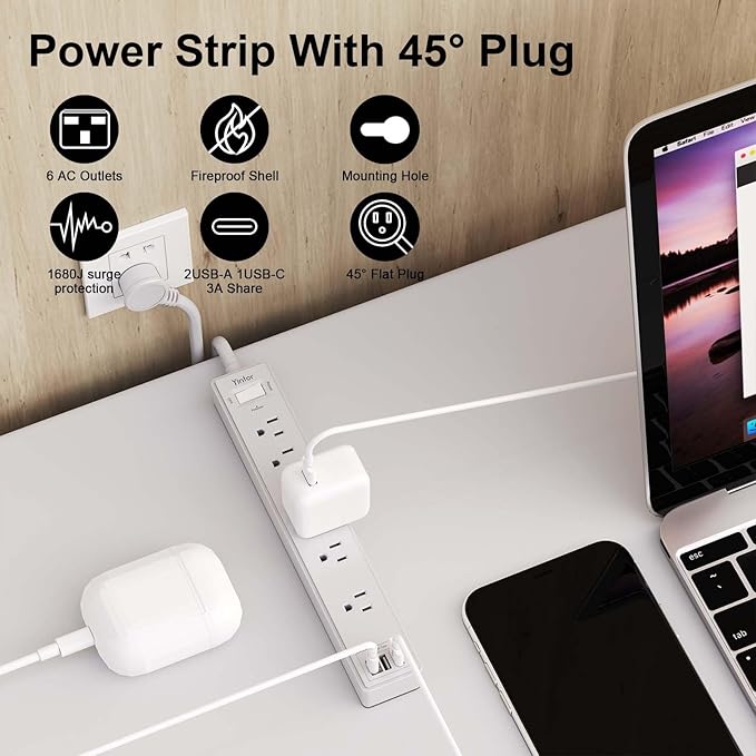 6Ft Power Strip Surge Protector - Image 2