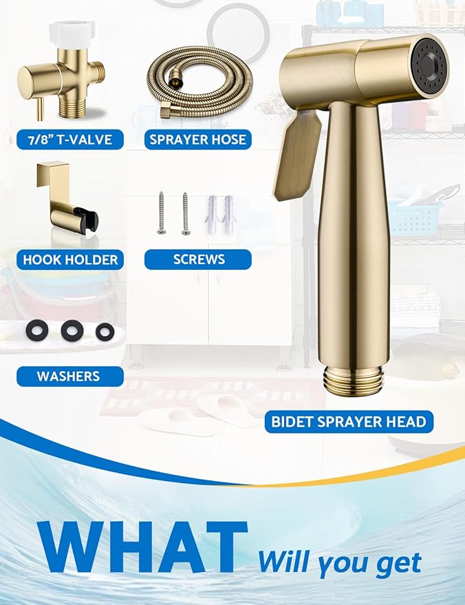 Gold Handheld Bidet Sprayer for Toilet, BRITULIF Jet Sprayer for Toilet Muslim - Image 6