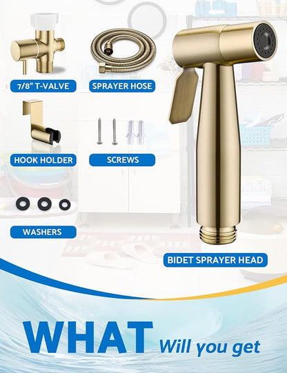 Gold Handheld Bidet Sprayer for Toilet, BRITULIF Jet Sprayer for Toilet Muslim - Image 6