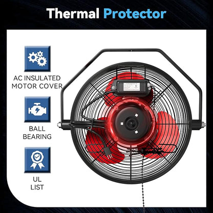 Fanqiebros 12 IN High Velocity Wall Mount Fan, 3 Speed Industrial Wall Fan - Image 7