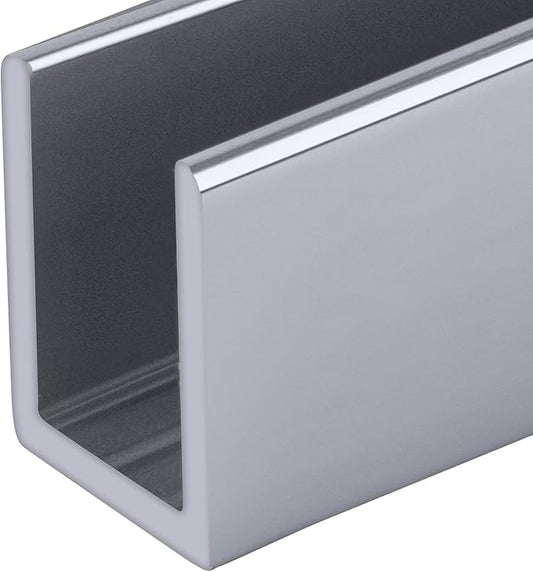 Brixwell SDCD38BA-CCP24 Brite Anodized 3/8" Fixed Panel Shower Door Deep by Brixwell