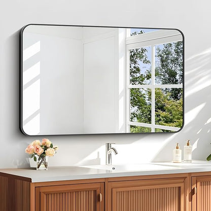 24" x 40"Bathroom Mirror, Matte Black Wall Mirror by DESBING
