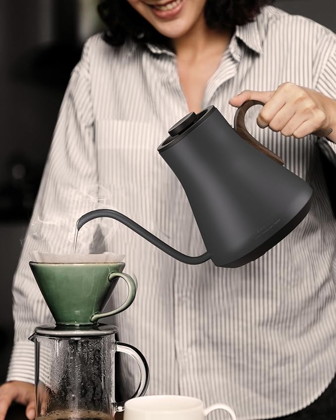 Gooseneck Electric Kettle with Precise ±1℉ Temperature Control, Wood-Accented - Image 2
