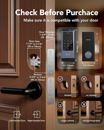 Devo G1 Video Smart Lock with Camera&Doorbell, 6-in-1 Keyless Entry Door Lock - Image 7