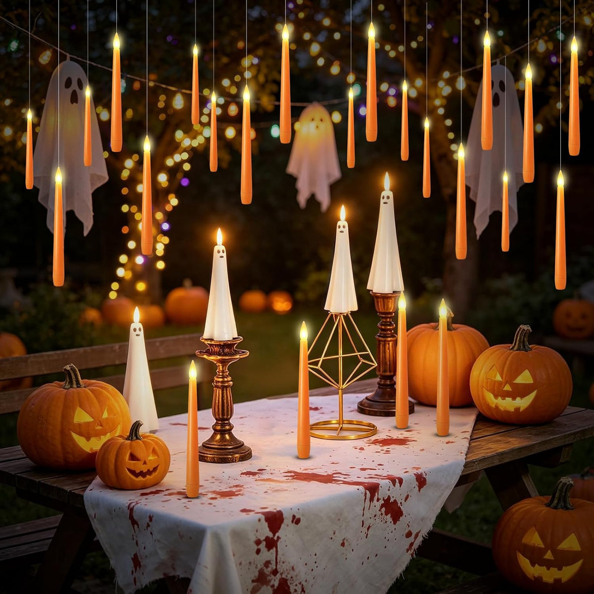 kakoya Flameless Floating Candles with Wand，20 Pcs Magic LED Hanging Taper Ca...
