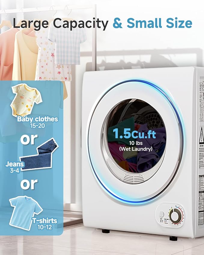110V Portable Dryer – 850W Compact Clothes Dryer - Image 4
