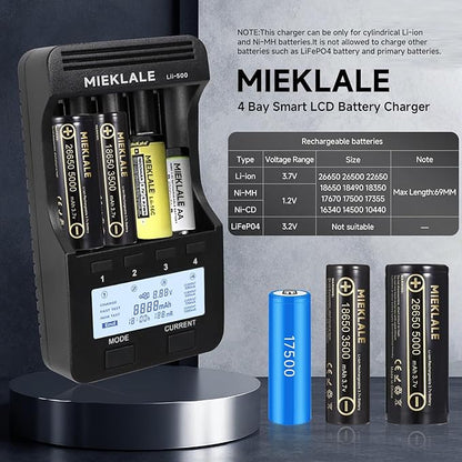 18650 Battery Charger, MIEKLALE 4 Bay Battery Charger - Image 2