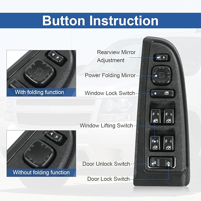 DICMIC Front Driver Side Master Power Window Switch and Door Lock & Black Bezel - Image 5