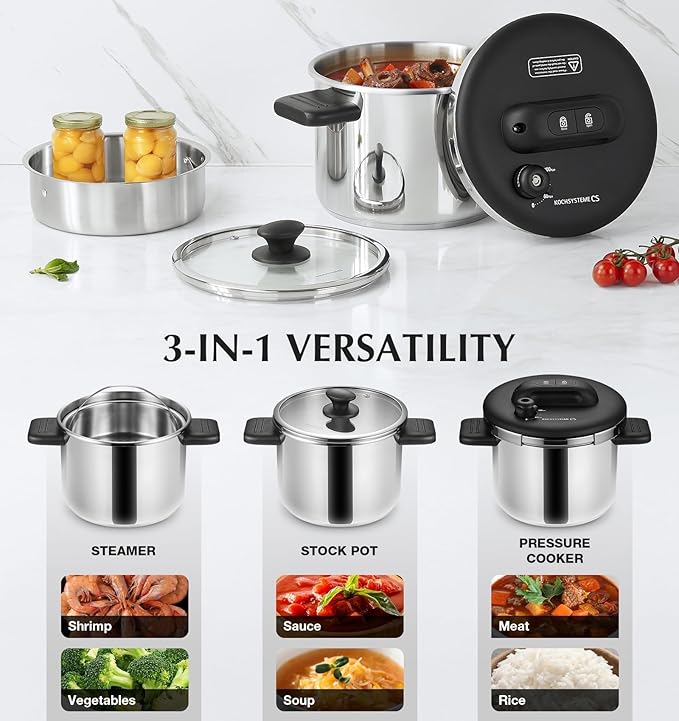 KOCH SYSTEME CS Stainless Steel Pressure Cooker 6.3 QT, Olla de Presion - Image 5